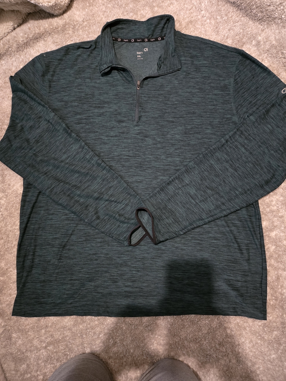 GAP Men's Heathered Dark Teal Quarter-Zip Sweater